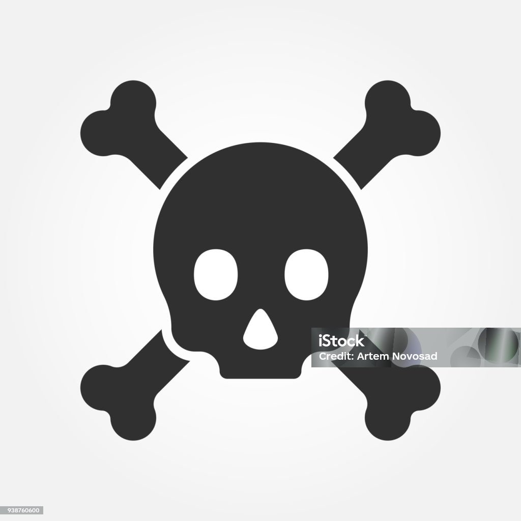 Crossbones or death skull, danger or poisonous icon for applications and websites. Vector Crossbones or death skull, danger or poisonous icon for applications and websites. Vector. Pirate - Criminal stock vector