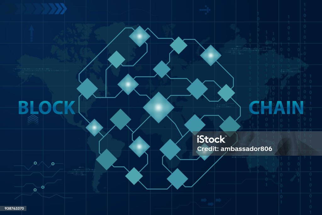 Blockchain Global Crypto Currency Technology Vector Stock Illustration ...