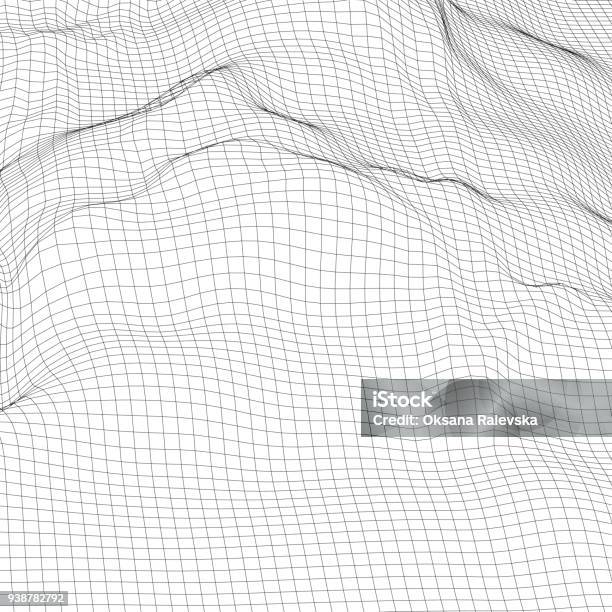Abstract Digital Wireframe Landscape Background Cyber Or Technology ...