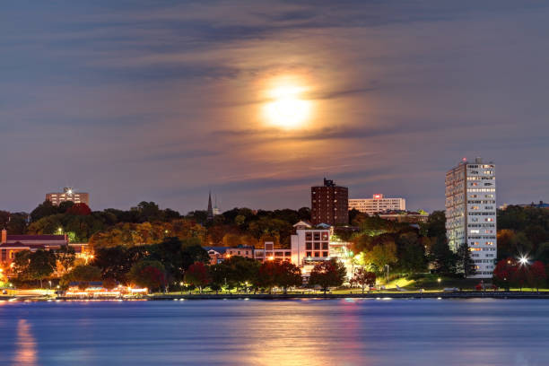 istock Full moon over downtown Poughkeepsie, New York 938783276