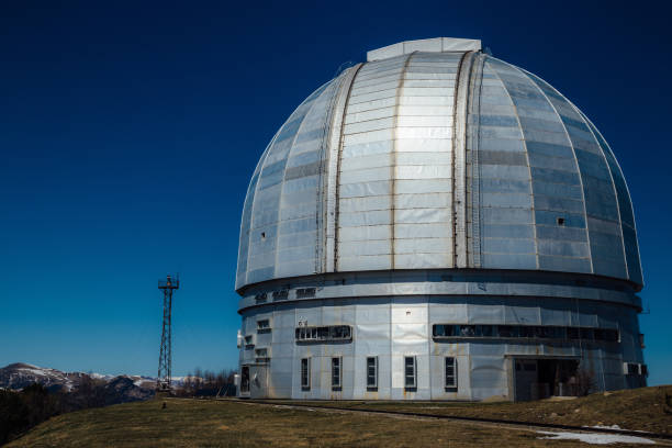 istock Dome of special astrophysical observatory on blue sky background at sunny day 938786004
