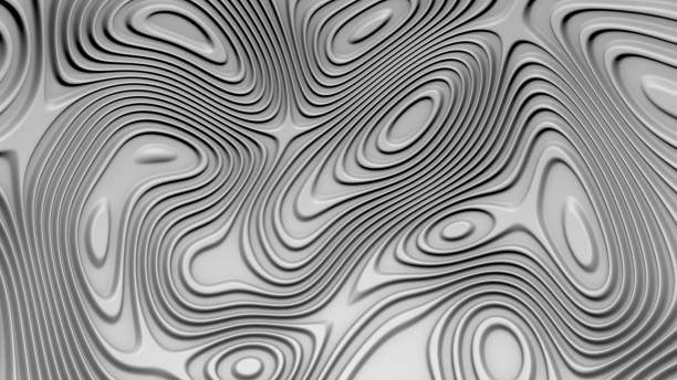 istock Stylish white colored background with flowing lines. Abstract topographic map contour background. Black stripe pattern background. Smoothly illuminated plastic texture, 3d render illustration. 938799050