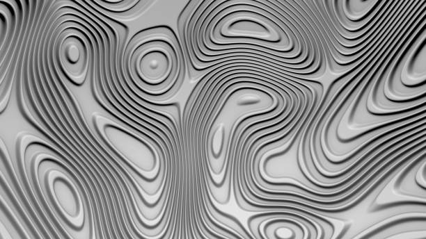 istock Stylish white colored background with flowing lines. Abstract topographic map contour background. Black stripe pattern background. Smoothly illuminated plastic texture, 3d render illustration. 938799334