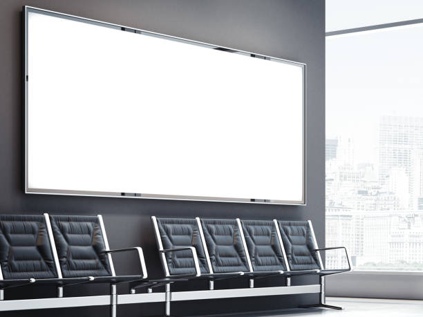 istock Blank big banner in waiting hall. 3d rendering 938799368