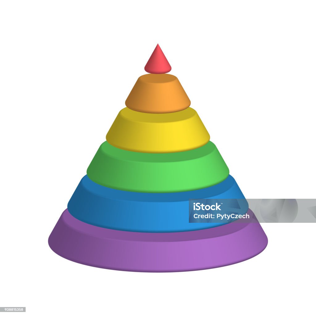 Conical Pyramid Layered Cone 3d Conical Pyramid Of 6 Multicolored Rainbow Spectrum ...
