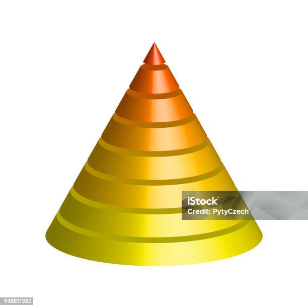 Conical Pyramid Layered Cone 3d Conical Pyramid Of 8 Multicolored Layers Vector ...