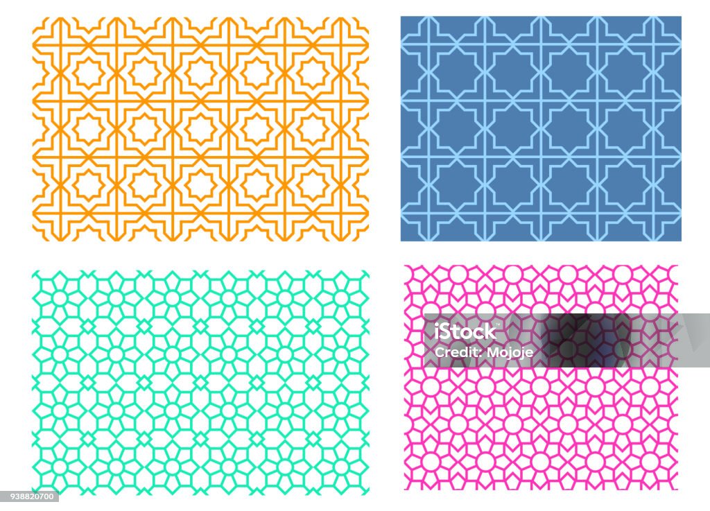 Single Line Arabic Pattern Vector Seamless Islamic Pattern In Linear Style Vector Stock Illustration ...