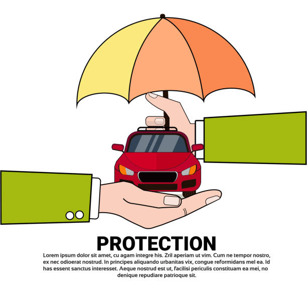 istock Car Protection Insurance Service Concept With Hand Holding Vehicle Under Umbrella Icon 938822960