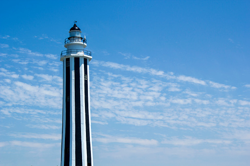 The lighthouse with blue sky.