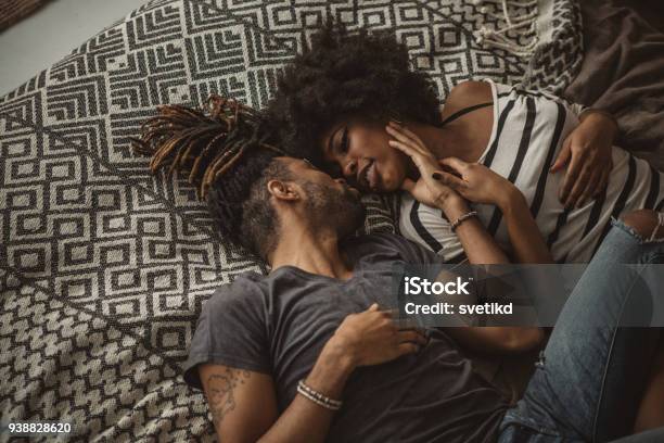 In Bed And In Love Stock Photo - Download Image Now - African Ethnicity, Bed - Furniture, African-American Ethnicity