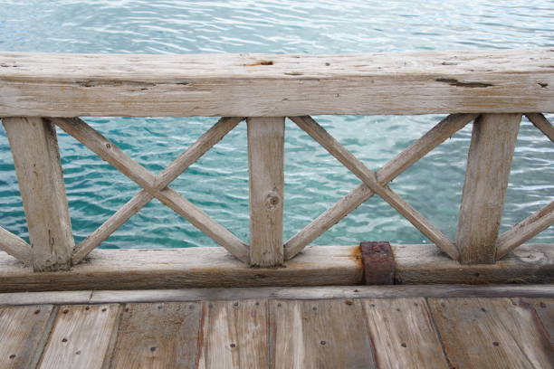 fence railings on a wooden bridge