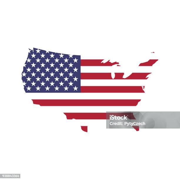 Usa Flag In A Shape Of Us Map Silhouette United States Of America Symbol Eps10 Vector Illustration Stock Illustration - Download Image Now