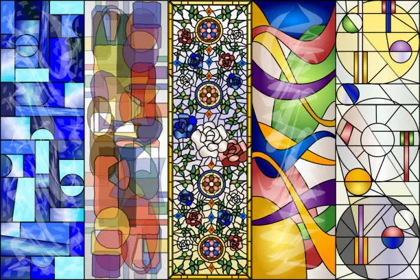 Vector illustration of Stained Glass Abstract Vintage and Modern Designs