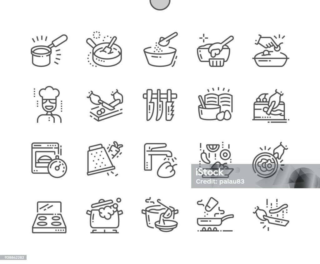 Cooking Well-crafted Pixel Perfect Vector Thin Line Icons 30 2x Grid for Web Graphics and Apps. Simple Minimal Pictogram Icon Symbol stock vector