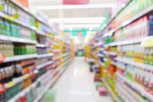 istock Abstract blur supermarket aisle background 938862498