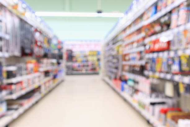 istock Abstract blur supermarket aisle with hardware and tool background 938862502