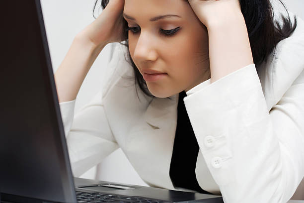 istock Young businesswoman working on laptop 93886802