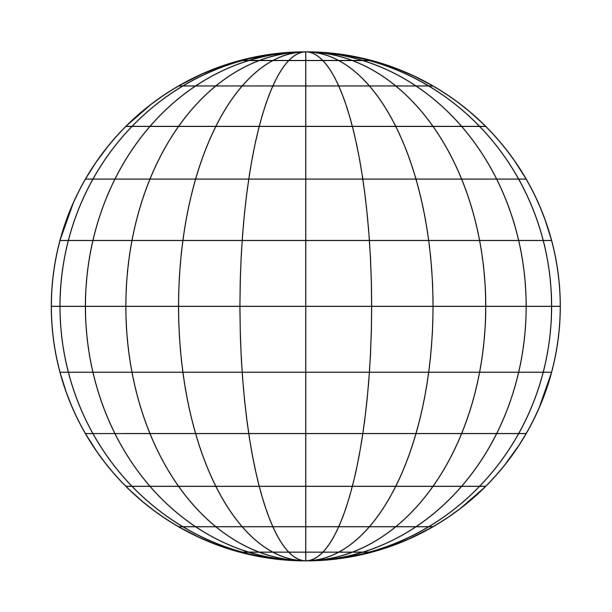 Front view of planet Earth globe grid of meridians and parallels, or latitude and longitude. 3D vector illustration Front view of planet Earth globe grid of meridians and parallels, or latitude and longitude. 3D vector illustration. h2o model stock illustrations