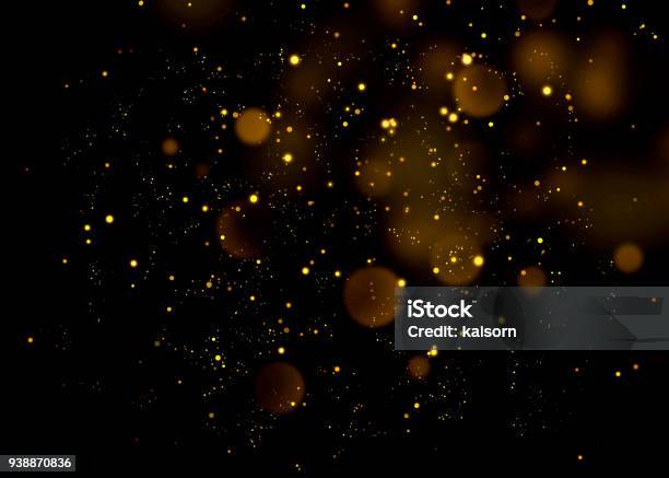 Gold Glittering Star Light And Bokehmagic Dust Abstract Background Element For Your Product Stock Photo - Download Image Now
