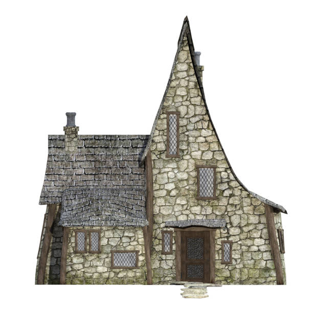 istock Old witches house isolated on white, 3d render 938871224