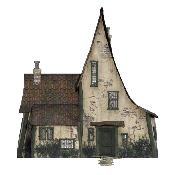 Old witches house isolated on white, 3d render
