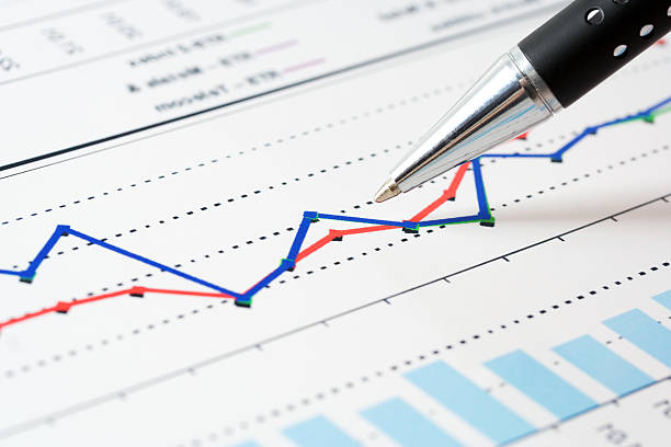 istock Stock market graphs with a bar graph and a line graph 93887258