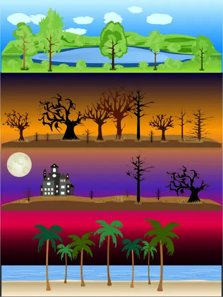 Vector illustration of Outdoor Landscapes Scene Vector