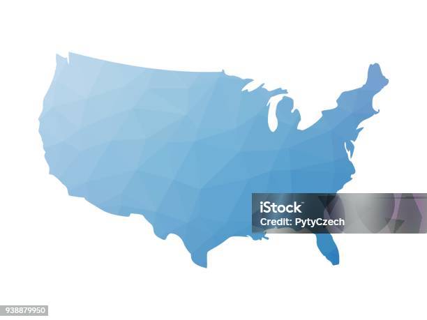 Low Poly Map Of Usa Stock Illustration - Download Image Now - USA, Map, Shade