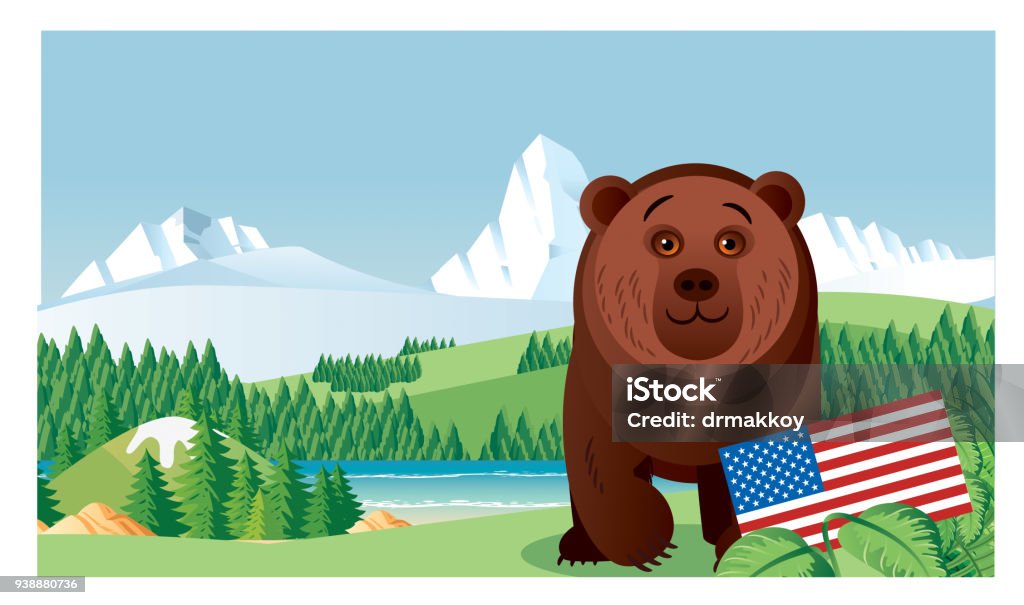 Grizzly Bear and USA vECTOR Grizzly Bear and USA Alaska - US State stock vector