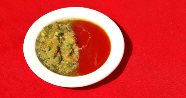 istock Homemade green chilli sauce & red sauce 938880760