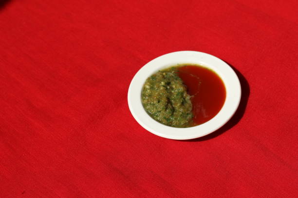istock Homemade green chilli sauce & red sauce 938880762