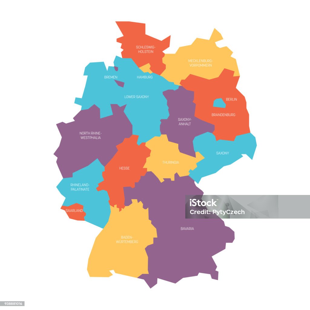 Bundesländer Und Die Hauptstädte Deutschland Karte Von Deutschland Aufgeteilt In 13 Bundesländern Und 3