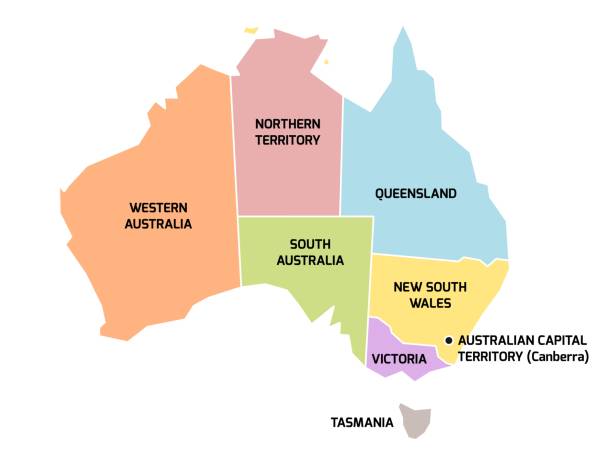 국가와 영토 호주 지도 - territories stock illustrations