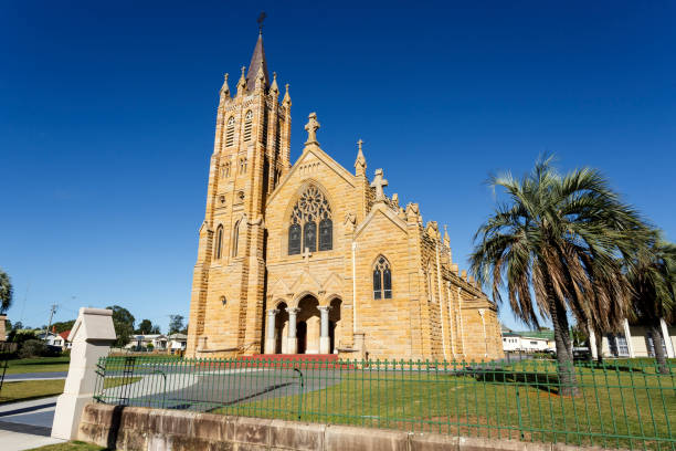 St Mary Catholic Church is a twentieth century Gothic revival sandstone church erected between 1920 and 26, with a traditional cruciform plan.