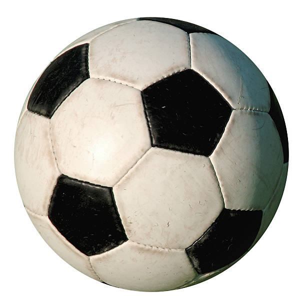 Football - Used Isolated old-style soccer ball on white background Soccer Football : Used isolated old-style soccer ball on white background ball stock pictures, royalty-free photos & images