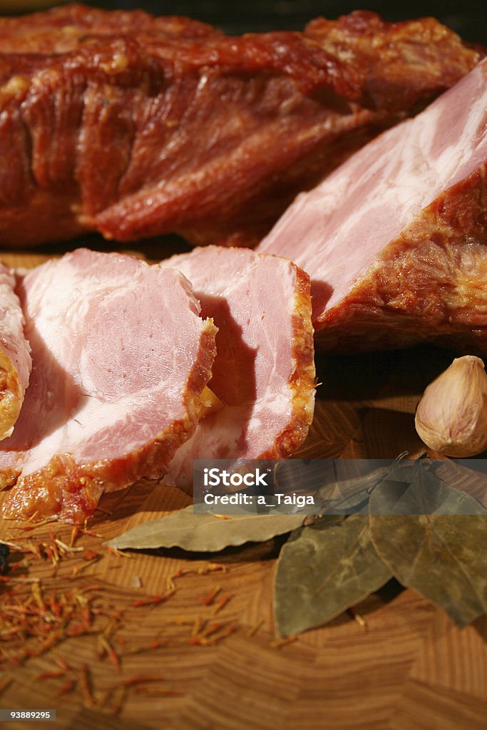 Gentle ham with garlic  Close-up Stock Photo