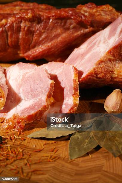 Gentle Ham With Garlic Stock Photo - Download Image Now - Close-up, Color Image, Cured Ham