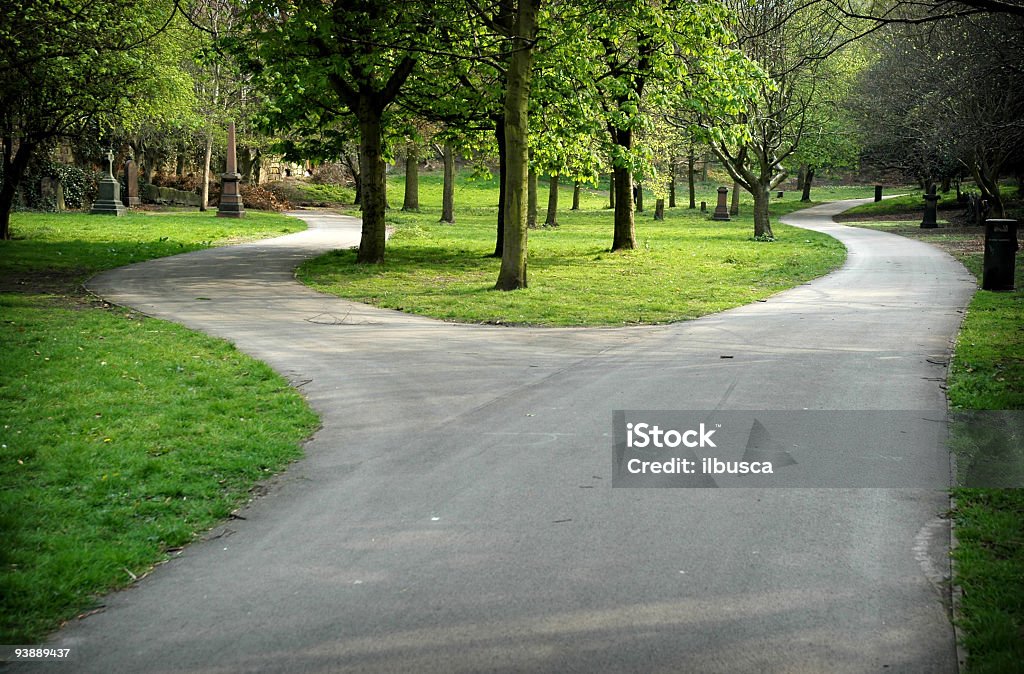 Rua Bifurcada em St. James jardins, Liverpool - Foto de stock de Rua Bifurcada royalty-free