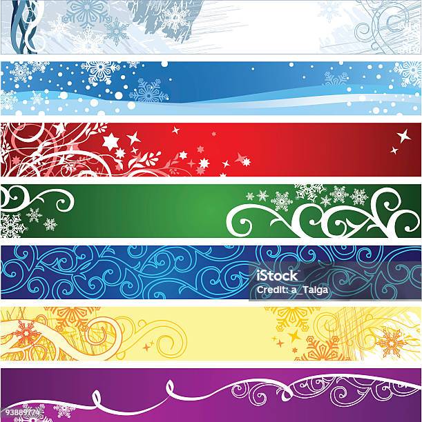 Banners De Inverno Com Espaço Para O Seu Texto Vetores - Arte vetorial de stock e mais imagens de Abstrato