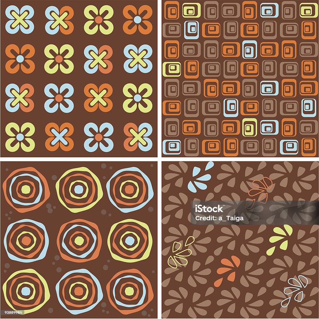 Chocolate, laranja, o ciano, e Verde sem costura collection - Vetor de Abstrato royalty-free