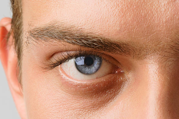 istock Close-up of a blue eye staring into the camera 93891120