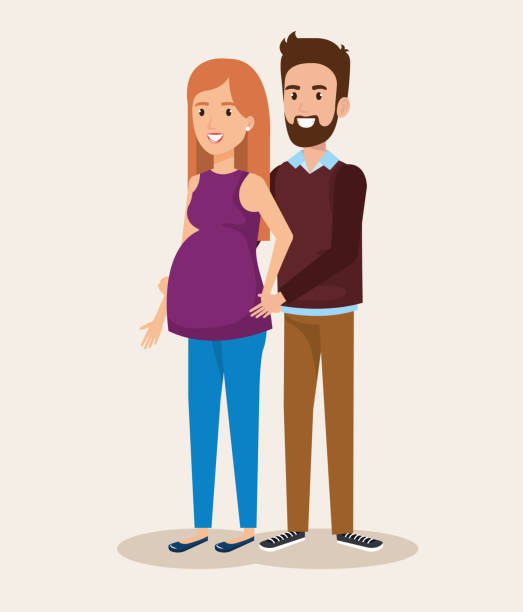 Man With Woman Pregnacy Avatar Character Stock Illustration - Download  Image Now - Pregnant, Couple - Relationship, Cartoon - iStock