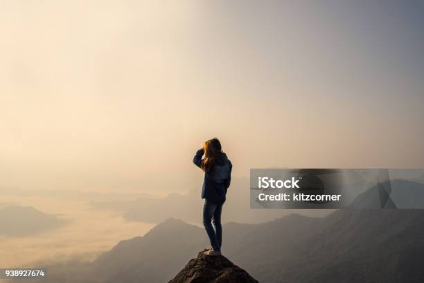 Young Traveler Standing And Looking At Beautiful Landscape Stock Photo - Download Image Now