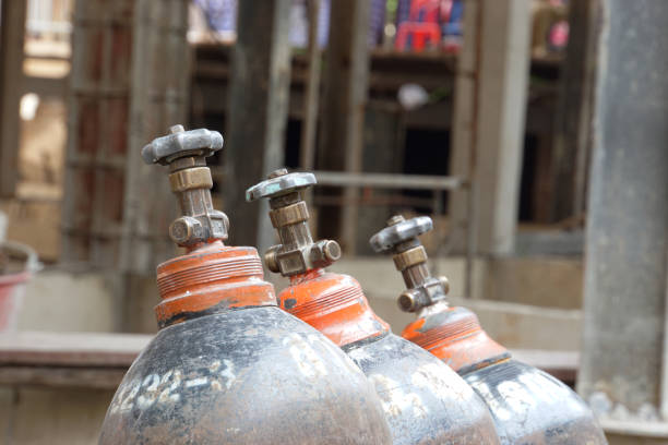istock Head and valve of  cylinder tank on selective focus 938930860