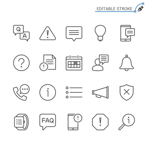 Information and notification line icons. Editable stroke. Pixel perfect. Simple vector line Icons. Editable stroke. Pixel perfect. megaphone icons stock illustrations