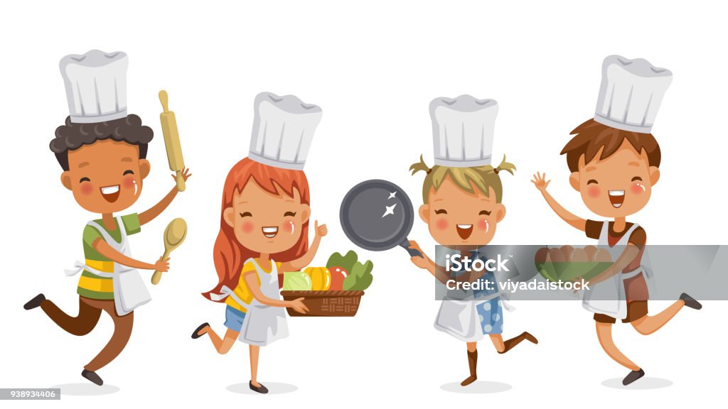 Premium Vector  Characters set of children cooks