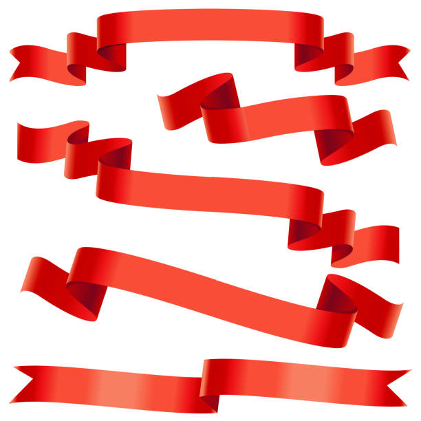 ilustraciones, imágenes clip art, dibujos animados e iconos de stock de doblando cintas rojas - ribbon