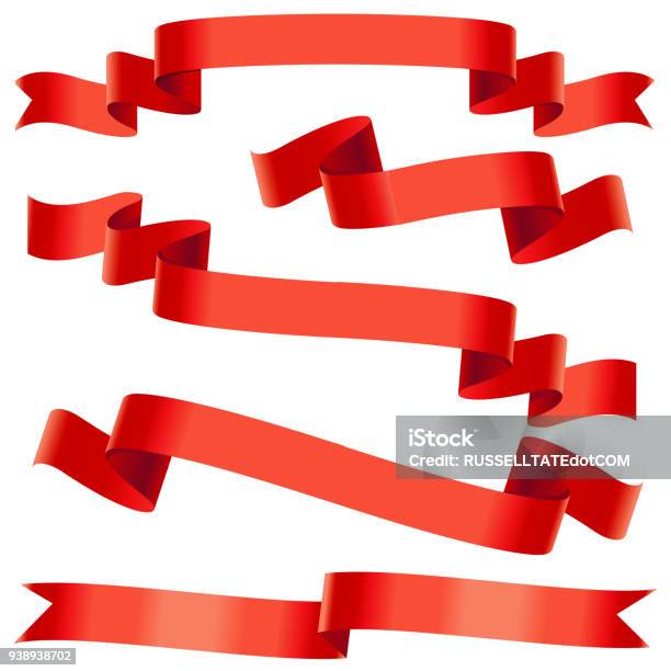 Bending Red Ribbons Stock Illustration - Download Image Now - Ribbon - Sewing Item, Award Ribbon, Banner - Sign