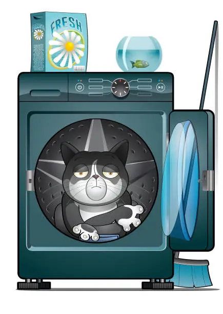 Vector illustration of Laundry cat