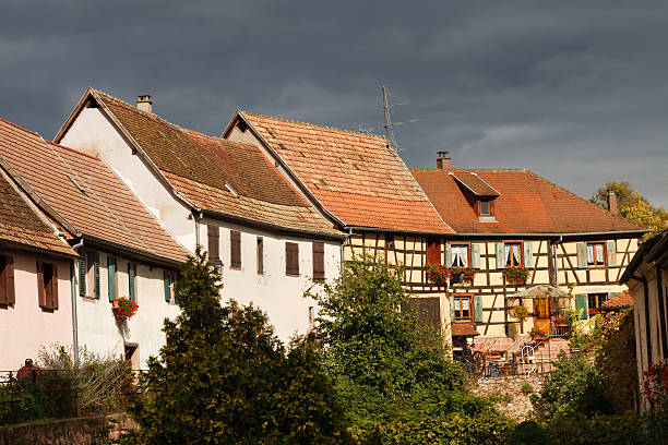 Facade of an ancient half-timbered medieval building in the district of Little France, Strasbourg, Alsace, France